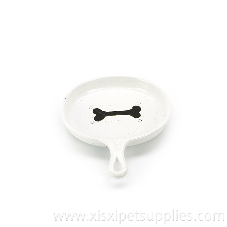 Wholesale New Type Ceramic Pet Dog Plates Bowl with Handle